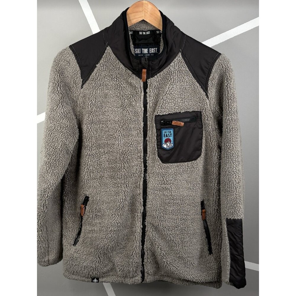 Ski The East Sherpa Fleece Jacket Women’s Small Grey Full Zip Snowboard Hiking